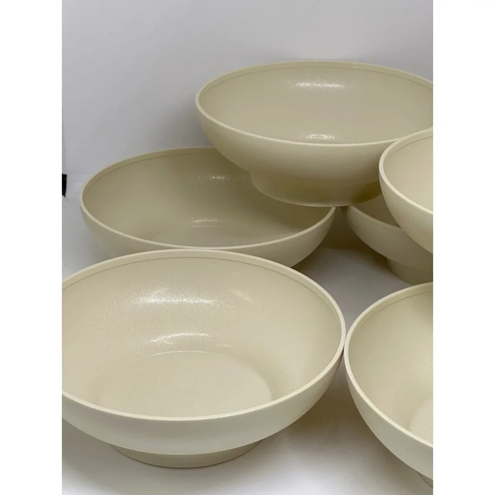 VTG Tupperware Cereal Bowls‎ Tan Cream Plastic Soup Salad Set of 5 USA 890-20